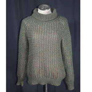 Vintage Theodore Turtleneck Green and Copper Knit Sweater - 42 / Medium